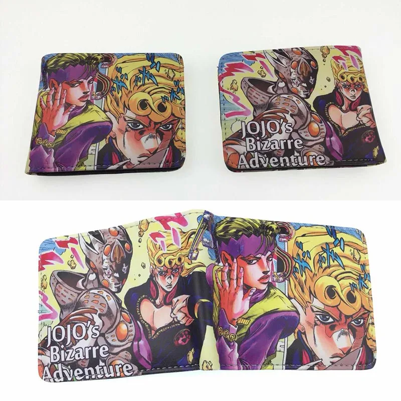Мультфильм JOJO невероятное приключение кошельки аниме держатель для карт, кошелек Для мужчин Для женщин студентов компактный кожаный бумажник с отделением для монет на молнии