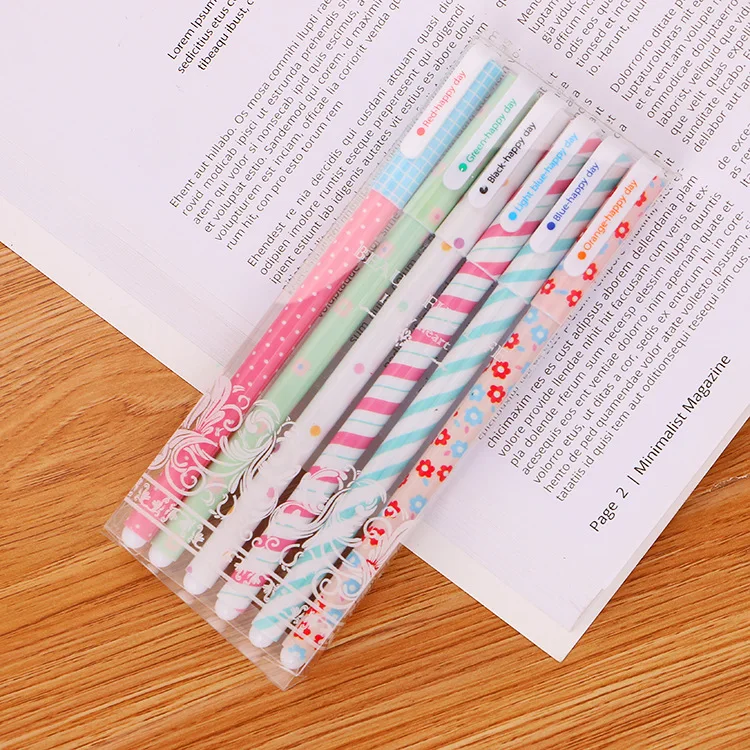 30 Pcs Cute Cartoon Stationery Black Water Pen Creative Color 6 Color Neutral Color Pen Student Office Stationery Wholesale