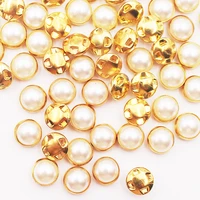 fabric stitch beads 6mm 12mm gold base shine crystals pearls strass sewing pearls rhinestones for clothes diy needlework stones