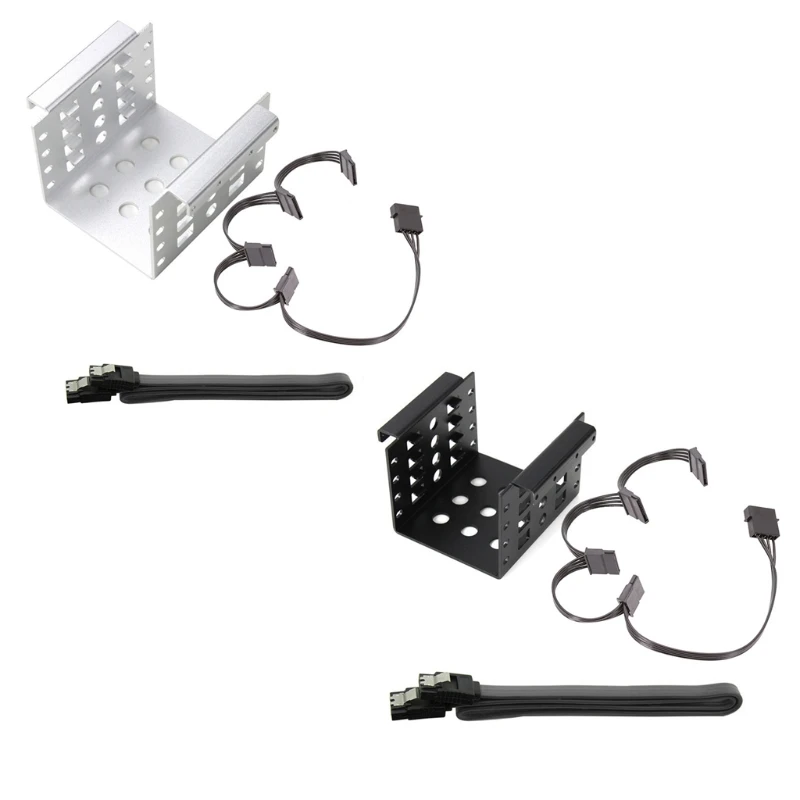 

Металлический Монтажный кронштейн для жестких дисков SSD HDD 2,5 дюйма до 3,5 дюйма с кабелями SATA для передачи данных и кабелями питания