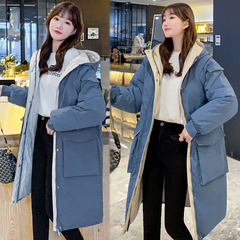 

Пуховик женский с подкладкой, длинное пузырьковое пальто, повседневные пуховые парки, зимние пальто 2021, новинка, свободная Толстая теплая о...