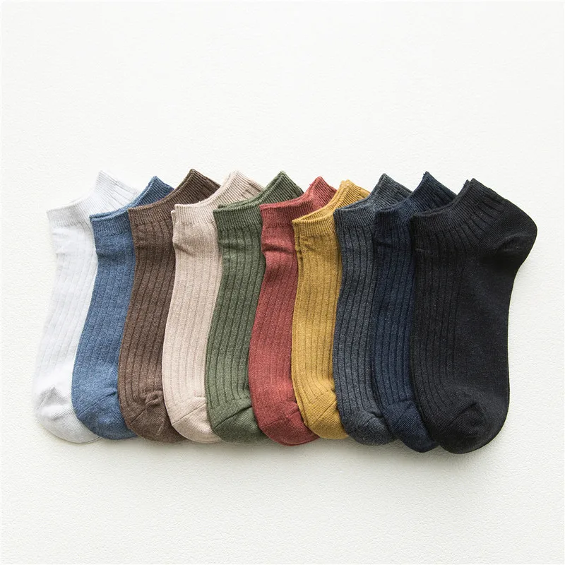 Оригинальные однотонные короткие носки мужские удобные дышащие в японском стиле