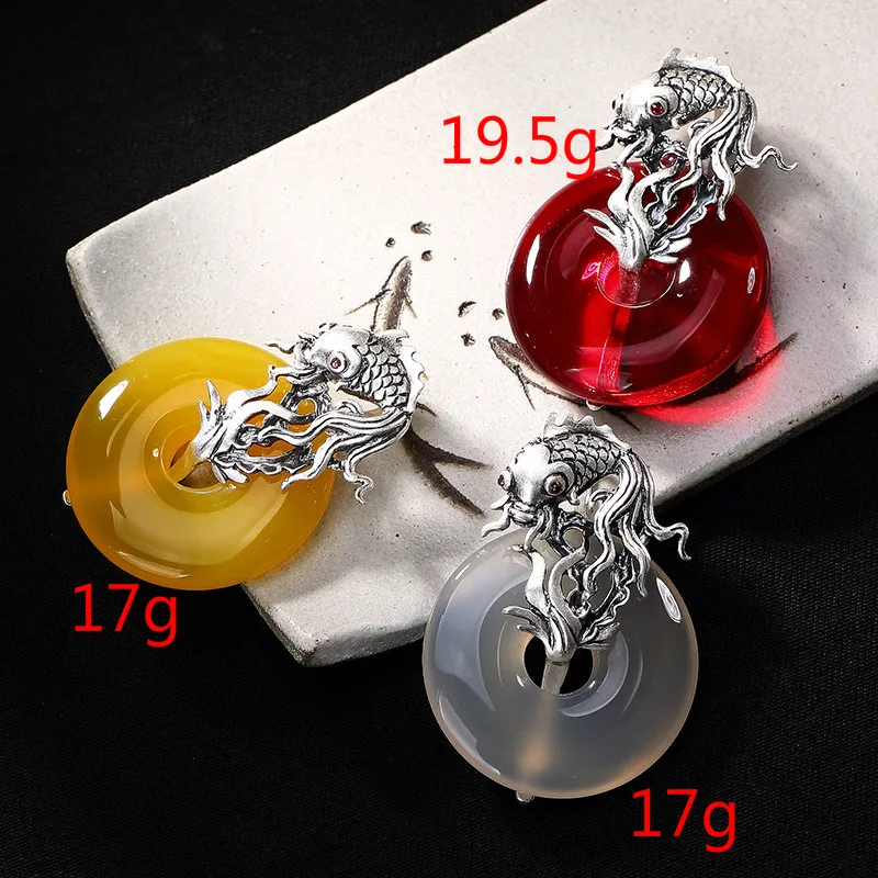 Амулет из стерлингового серебра 925 пробы кулон натуральных камней антикварная