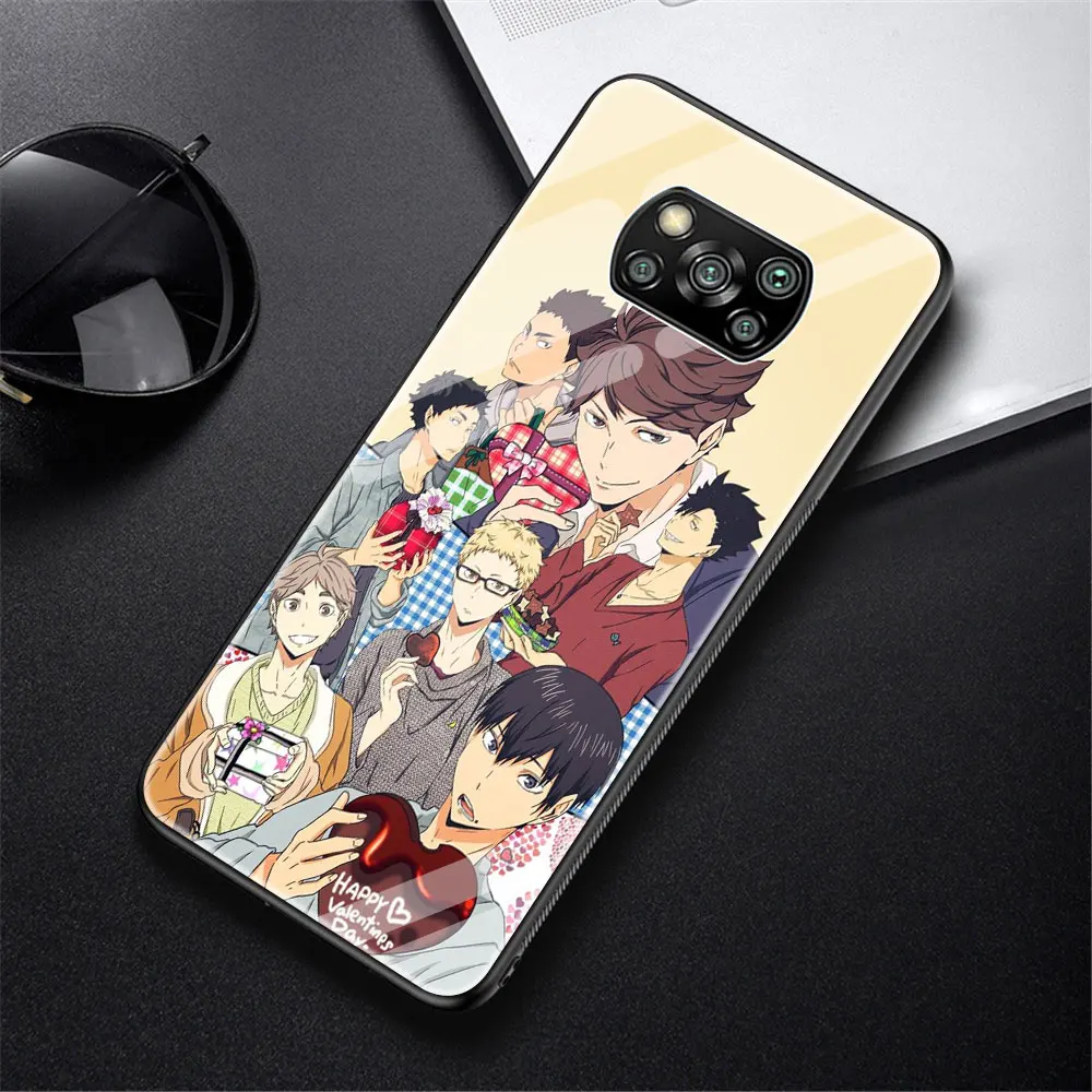 

Volleyball Haikyuu Anime Cover Case for Xiaomi Mi Poco X3 NFC Note 10 Lite 9T 10T Pro CC9E 10S Tempered Glass Soft Edge Shell