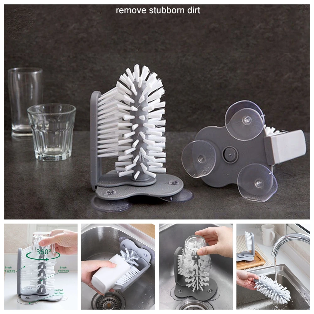Скребок для чашек кухонный прибор 2 в 1 чистки стеклянных бутылок с водой щеткой