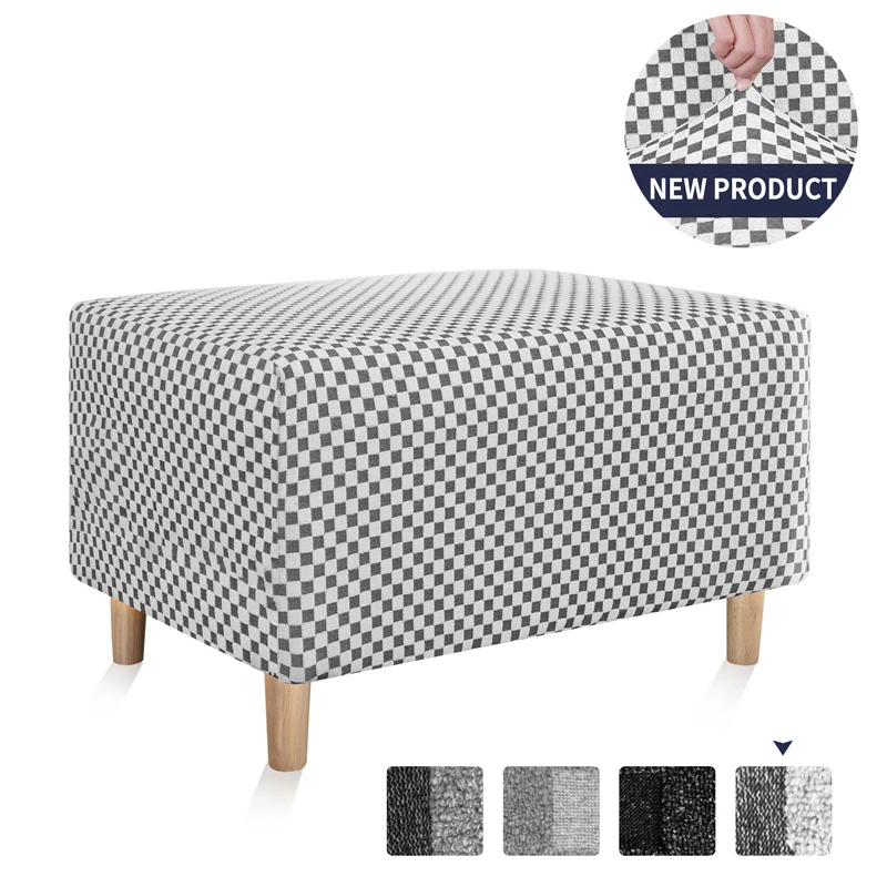 

Nordic Modern Ottoman Slipcovers Rectangle Footrest Sofa Chair Cover Stretch Jacquard Slipcovers Bedroom Ottoman Protect Cover