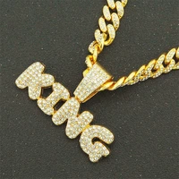 wesparking emo hip hop necklace streetwear hyperbole king diamond letter pendant cuban link chain for unisex free shipping items