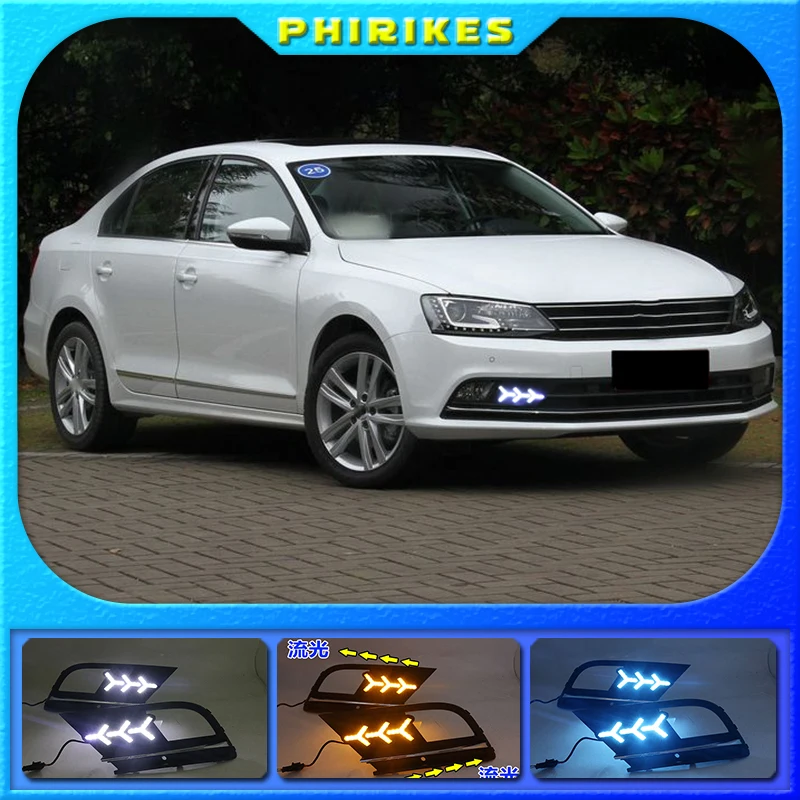 

2 шт. желтый указатель поворота светильник s Водонепроницаемый Автомобильный светодиодный DRL Дневной светильник для Volkswagen Sagitar 2015-2018