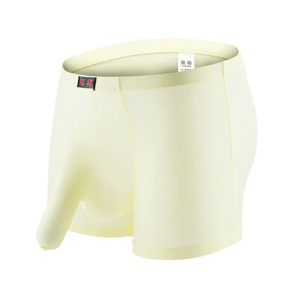 Yellow Men's Underwear Boxer Underpants Knickers Transparent Bulge Pouch Shorts Sexy Breathable Underpants Underwear Boxer Mens Panties - Цвет: Yellow