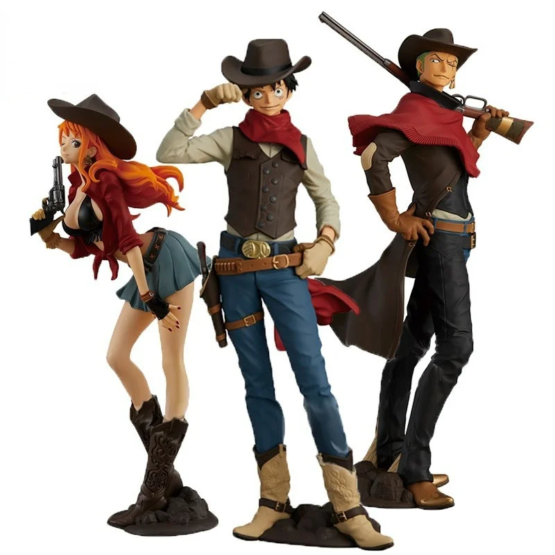 

Аниме ONE PIECE cowboy Monkey D Luffy Nami Roronoa Zoro ПВХ экшн-фигурка Коллекционная Статуя Модель игрушки украшение Лучший подарок