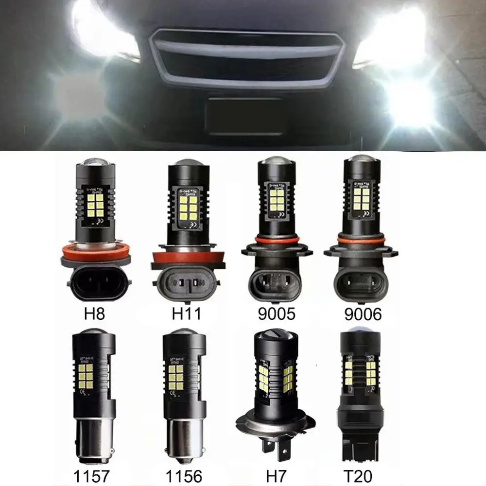 

2Pcs H7 H8 H11 9005 9006 1156 BA15S 1157 BAY15D T20 7443 3030 SMD LED Auto Fog Lamp Car Anti Fog Light Bulb Foglamps 6000K White