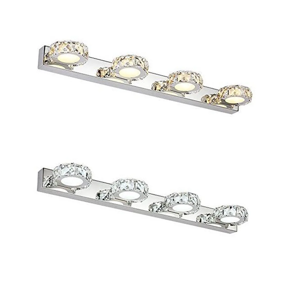 Круглая лампа для шкафа из нержавеющей стали лаконичная Хрустальная зеркальная