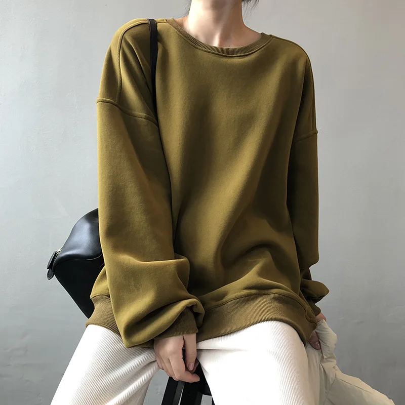 

Fleece Warm Sweater Women 2021 Winter New Korean Round Neck Loose Temperament Inner Jacket