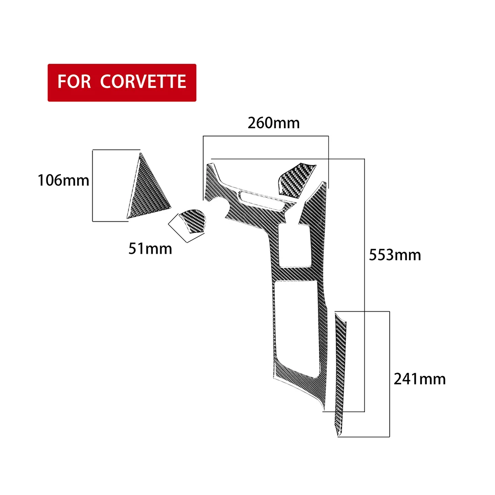 

5PCS/set Chevrolet Corvette C7 2014-2019 Genuine Genuine Carbon Fiber For Baffle Cup Holder Frame Cover Decoration Sticker