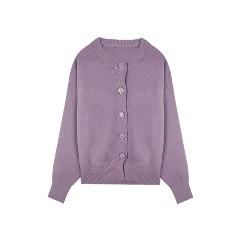 2021 Women Autumn Winter New Loose O-neck Cardigan Coats Female Solid Color Knitted Jackets Ladies Warm Sweater Overcoats P281 |