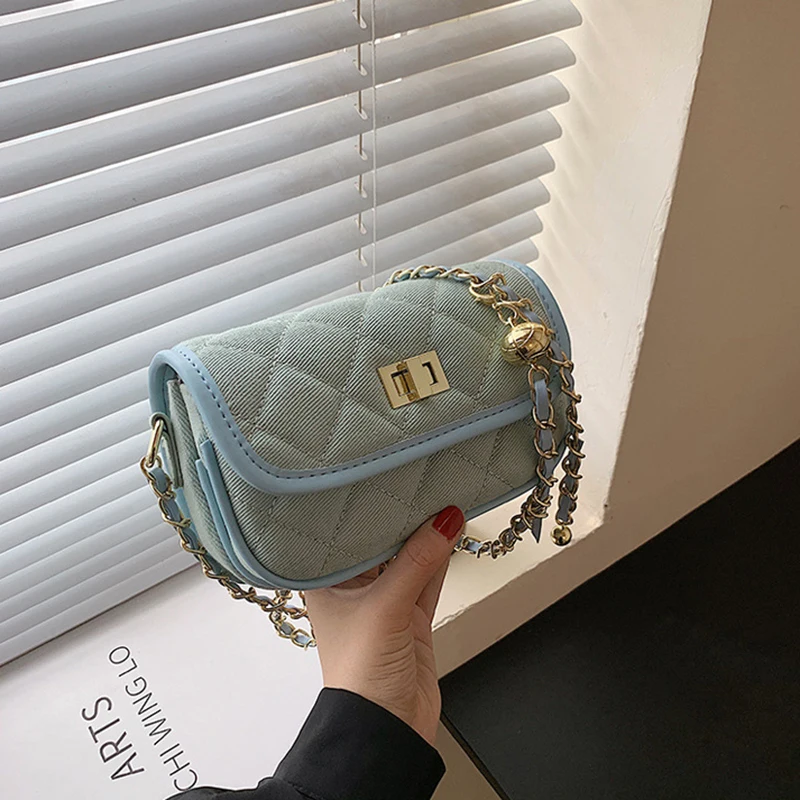 

Women's Messenger Crossbody Bags Chain Solid Korean Bolsa Simple Summer Fashion Lady Designer Female Shoulder Bag For Women 2021