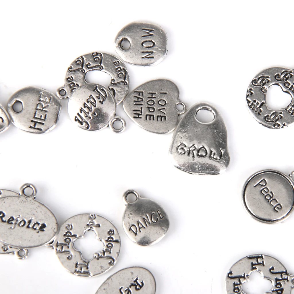 30 pcs Mixed Lots of Tibetan Silver Color Carved Letter Charms Pendants Necklace DIY Necklaces Bracelets Anklets | Украшения и