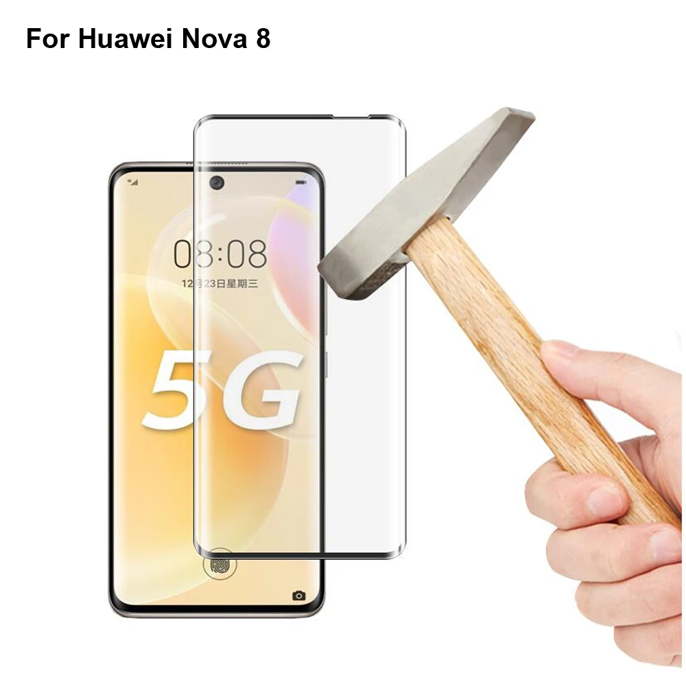 Vidrio templado para Huawei Nova 8, cubierta completa 9H, Protector de pantalla a prueba de explosiones, pel&iacute;cula de protecci&oacute;n, 2 uds.-0