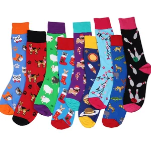 Носки женскиемужские, хлопок, мягкие, с рисунком красивых пингвинов, собак