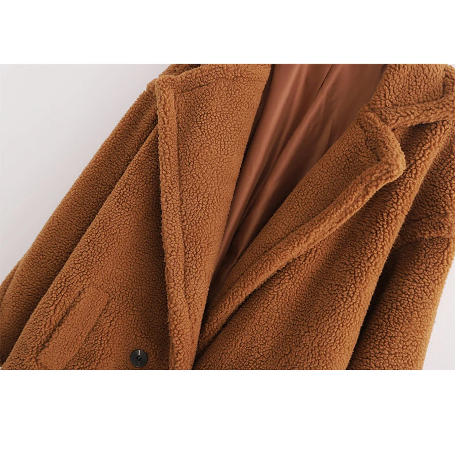 

Free Shipping Fall/Winter Hot Europe and America Style single breasted Women lamb wool coats long women loose overcoats