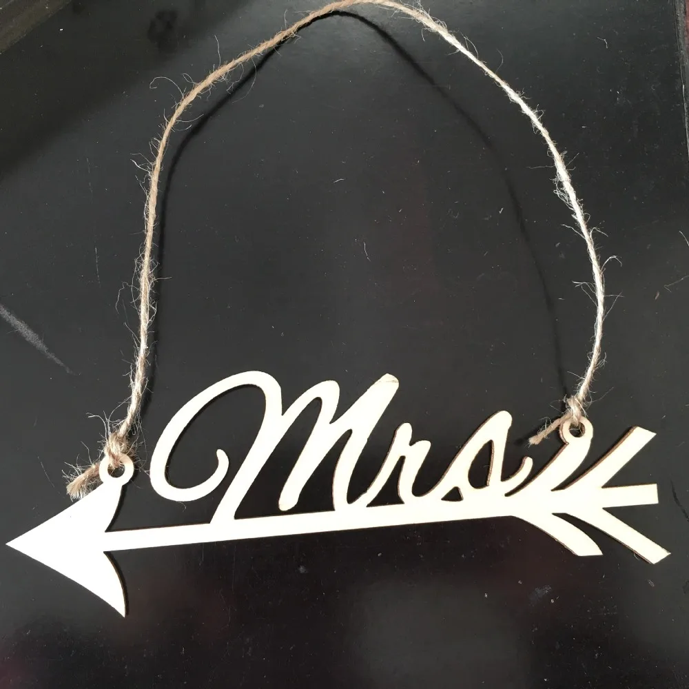 2 шт. деревянная ручная креативная подвеска с пеньковой веревкой буквы MR & MRS Arrowhead