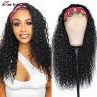 ishow kinky curly headband wig human hair wigs for black women remy hair glueless full machine made wig curly human hair wig