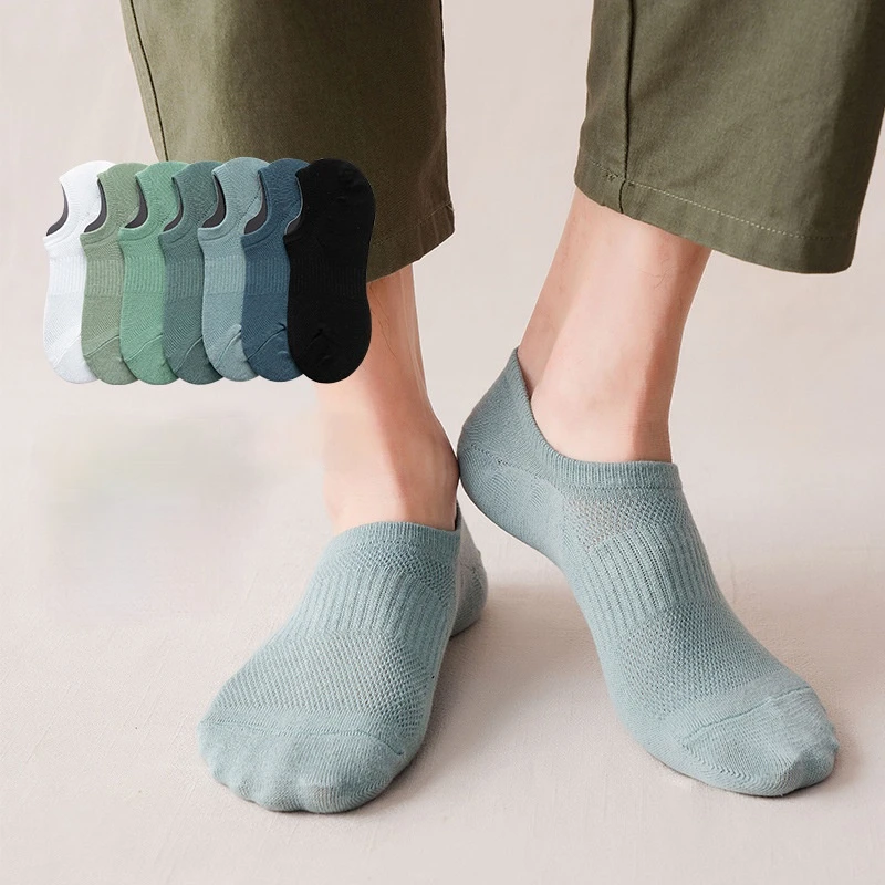 

2021 New Brand Autumn Male No Show Casual boat socks 5 Pairs/Lot Socks Men Pure Cotton Thin Breathable Soft Sock For Sport