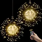 Новый фейерверк-гирсветильник s 8 режимов взрыв звезда медная серебряная проволока сказосветильник свет декоративная лампа дистанционное управление светильник рлянда