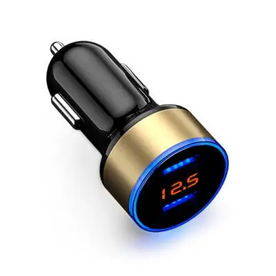 Золотой 3.1A Dual USB светодиодный Дисплей мобильного телефона для мобильного телефона Зарядное устройство для Toyota Hilux Yaris Vios ВАЗ Kalina Priora Нива Самара 2110 Largus 2109 2107 2106 4x4 - Название цвета: Золотой