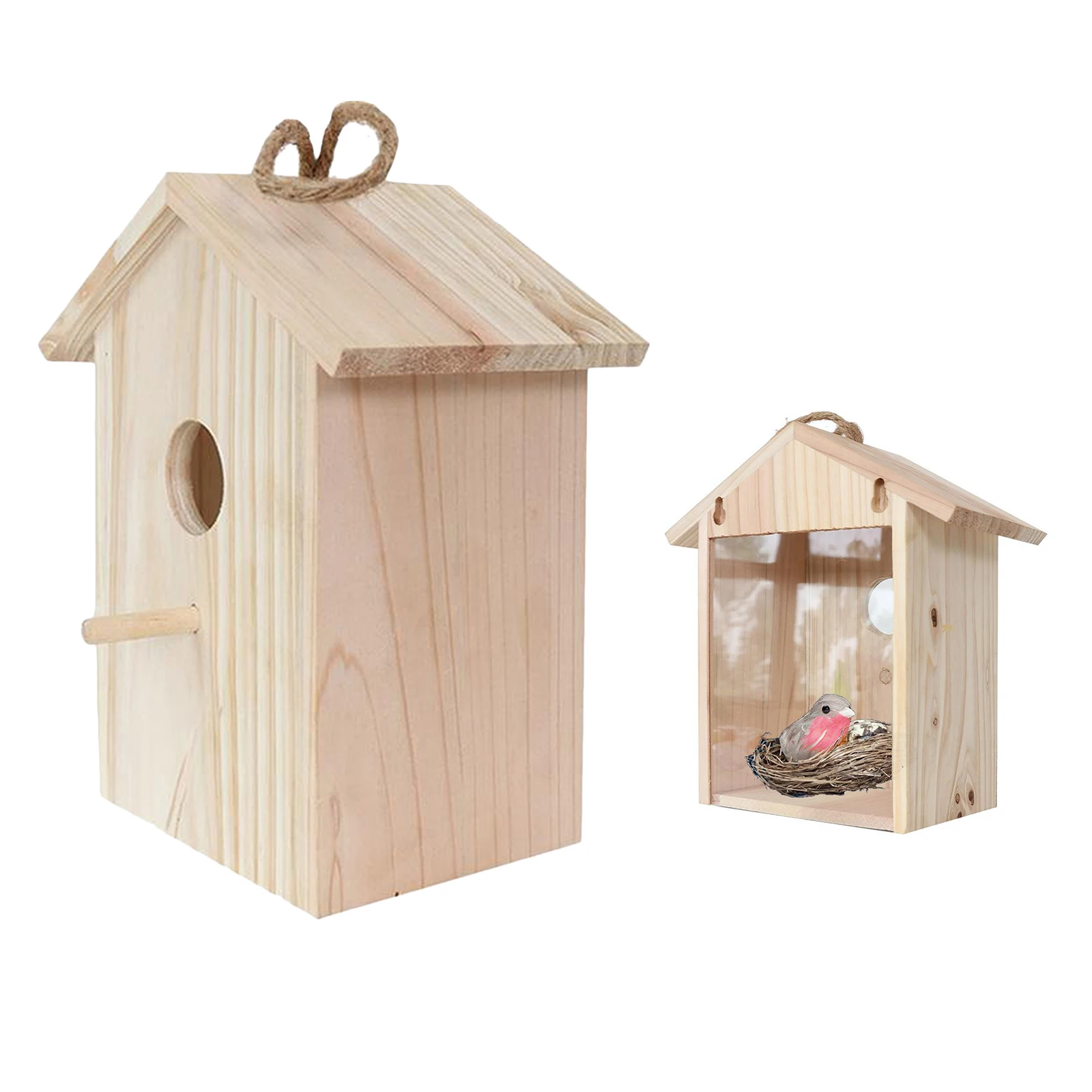 

Outdoor Garden Backyard Birdhouse Birdcage with Transparent Backing for Kids