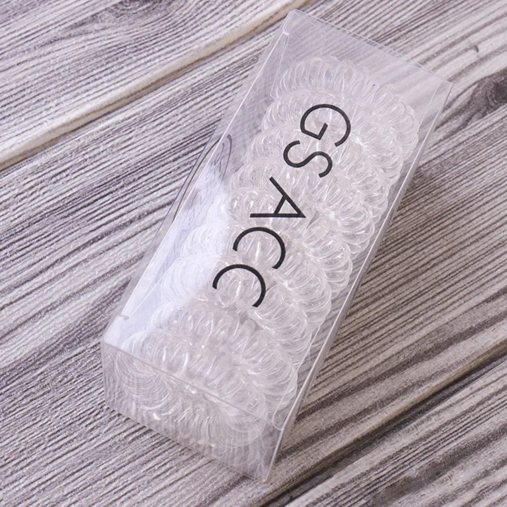

9 Pcs/Box Telephone Wire Elastic Hair Band Rope Transparent Rubber Bands Scrunchies Ponytail Holder Gum For Women Girls Hair Tie