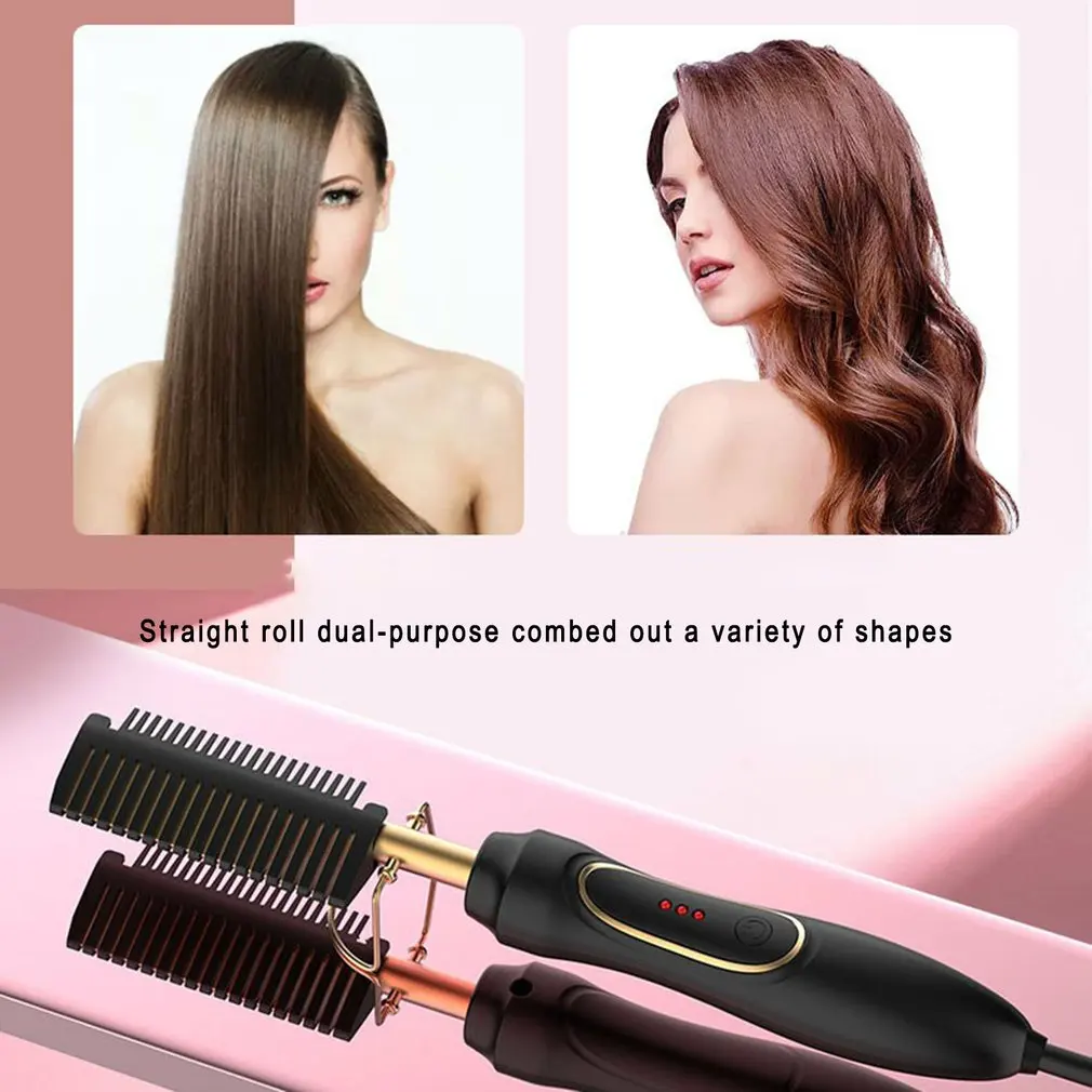 

Hair Iron Straightener Hot Comb Wet And Dry Use Brush Comb Heating Comb Electric Alloy Curler Iron Quick Hair Styler