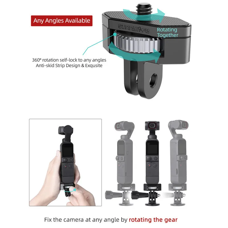 Metal Camera Mount Adapter Adjustable Bike Fixed Holder Clip 1/4 Screw For DJI OSMO Pocket 2 Insta360 ONE X2 Cameras Accessories |