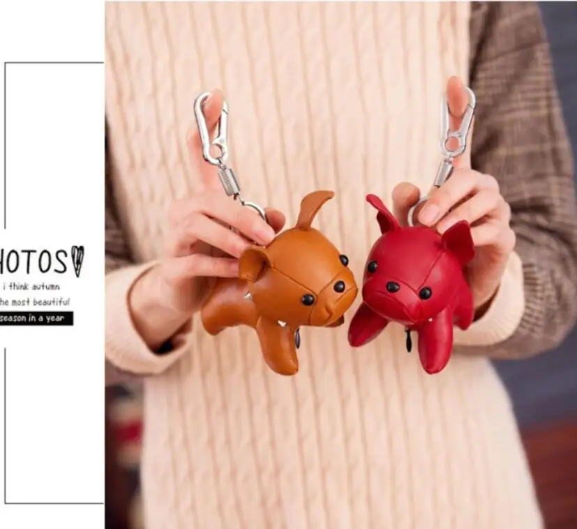 New bulldog bag pendant pu leather stereo doll keychain creative jewelry accessories | Украшения и аксессуары