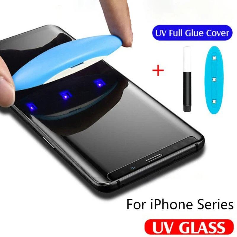 

UV Full Glue Screen Protector For iphone 13 12 11 Pro Max Phone Tempered Glass Apple 6 6S 7 8 Plus SE X XS XR Protective Film