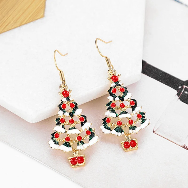 Christmas Earrings Zinc Alloy Festival Ornaments 1Pair Tree For Women Metal Stud Earring Fashion Gift Jewelry | Дом и сад