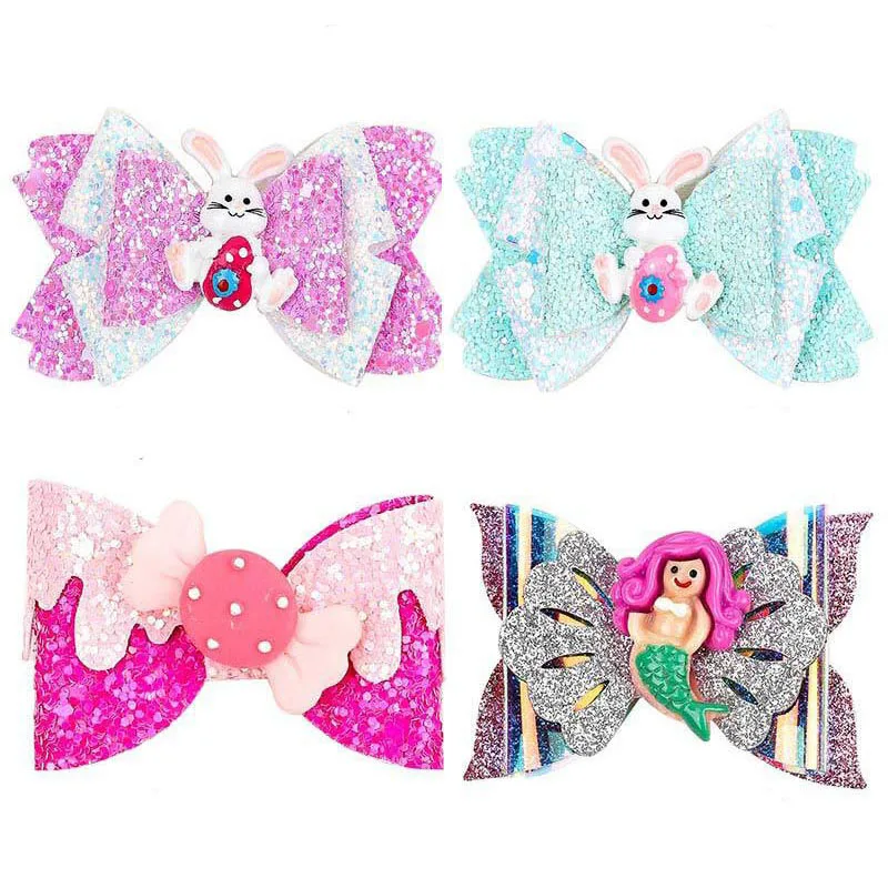 

Girls Sequins Bow Heart Hairpin For Kids Children Cartoon Hair Clips Accessories