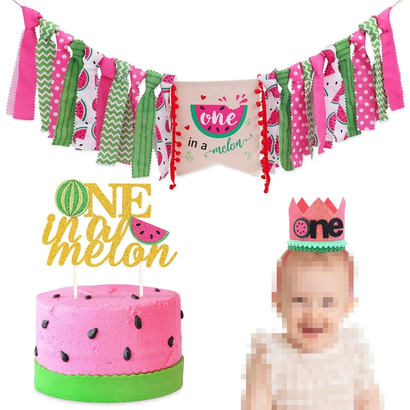 Арбузный флаг шляпа торт Топпер детский первый день рождения фрукты