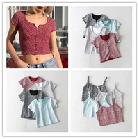 women zelly top brandy aesthetic tank tops summer button up shirts short sleeve floral tshirts sexy camisole tops women t shirts