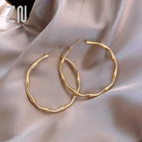 zn unusual ear accessories personality design metal golden bamboo shape big hoop earrings fashion korean jewelry romantic gifts