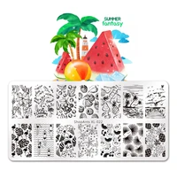 stainless steel nail stamping plates summer fantasy style fruit sea mew star pattern print stencil nail art stamp templates mold