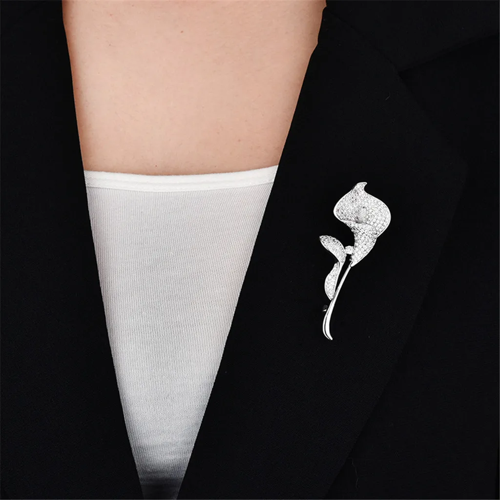 Брошь для пальто 1 шт. брошь шали лилия стразы булавка на воротник украшение