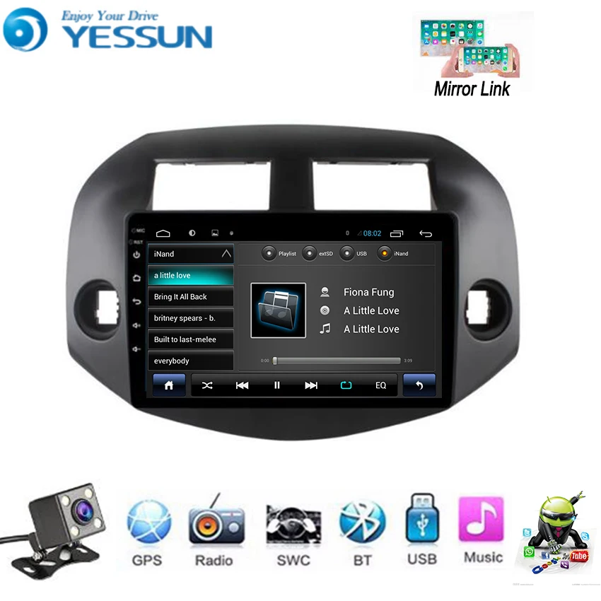 Автомобильный мультимедийный плеер YESSUN на Android для Toyota RAV4 2007 ~ 2012 GPS-навигация