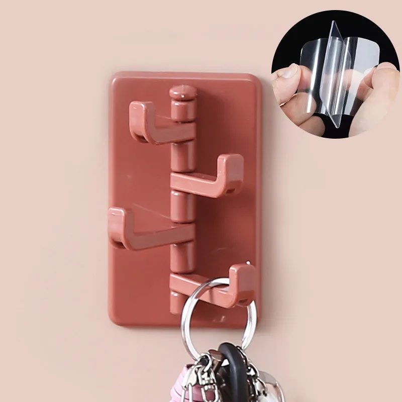 

Seamless Adhesive Hook Rotatable Strong Bearing Stick Hook Kitchen Bathroom Wall Rack Towel Sundries Storage Rack Tools