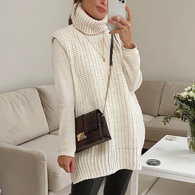 

ZXQJ Vintage Women Knitted Turtleneck Long Sweaters 2021 Spring- Autumn Fashion Ladies Elegant Pullovers Female Chic Knitwear