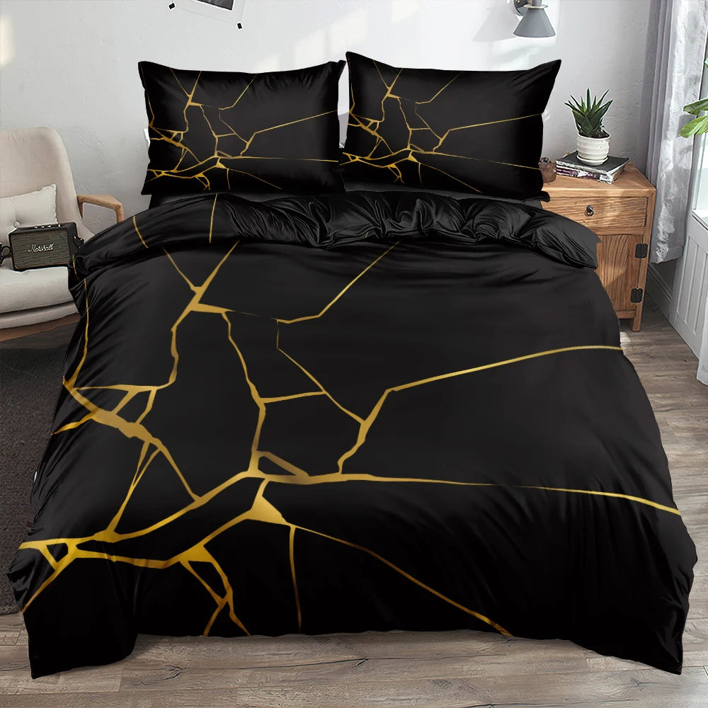 

3D Quilt Cover Black Custom Design Bed Linens Comforter Shells Pillow Cottoms Full Single Double Size Ink Painting Home Textile