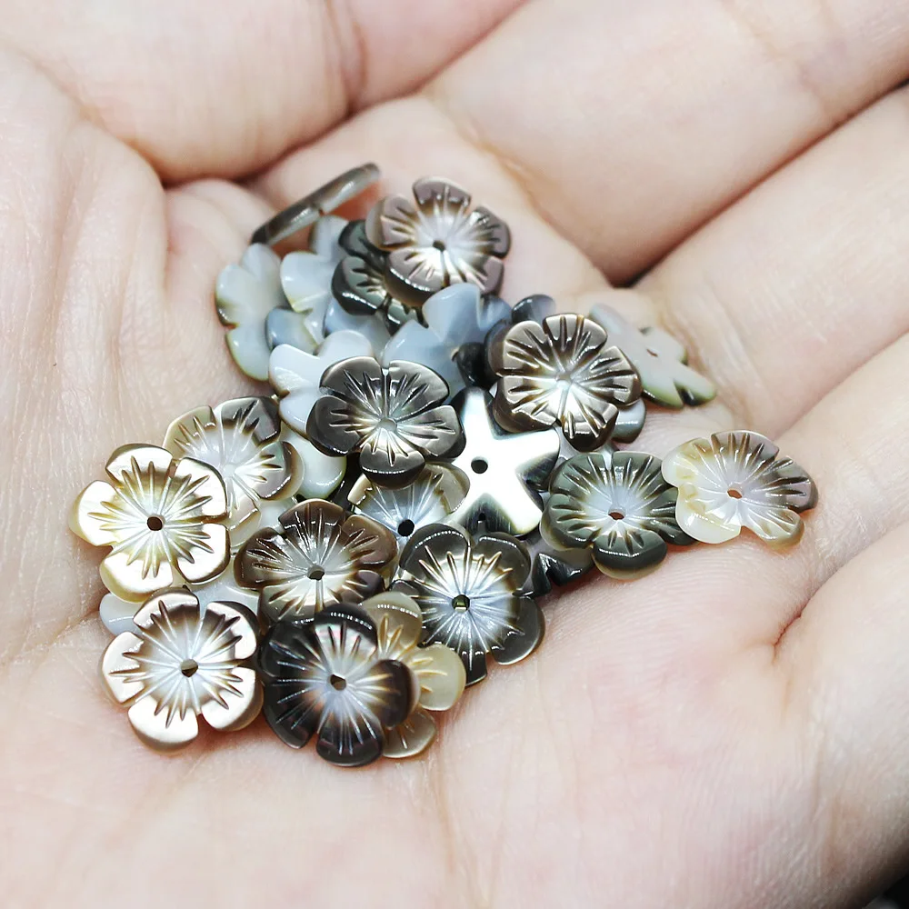 10 шт модные бусины из натуральных раковин в форме цветка 4 цвета Одиночная резьба