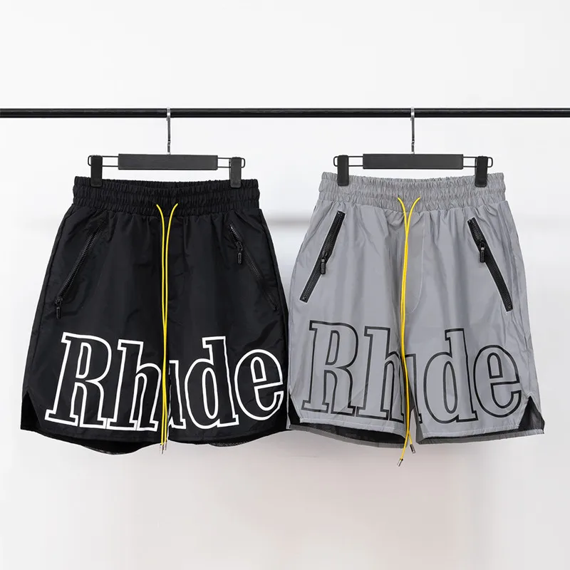 

Oversize Breechcloth Yellow drawstring Pill Zipper Head Rhude Shorts Men Women 1:1 High Quality Big Letter Logo Rhude Shorts