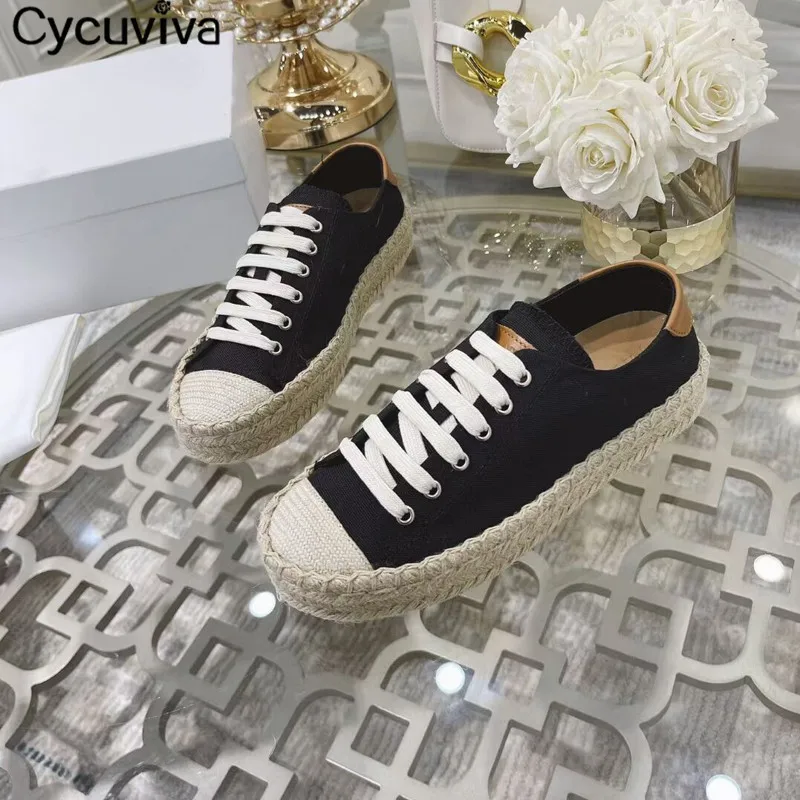 Женские холщовые туфли со шнуровкой и круглым носком | Обувь