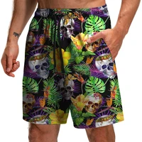 2021 summer new skull 3d print mens shorts loose quick drying beach pants punk hip hop harajuku gothic jogging sweatpants